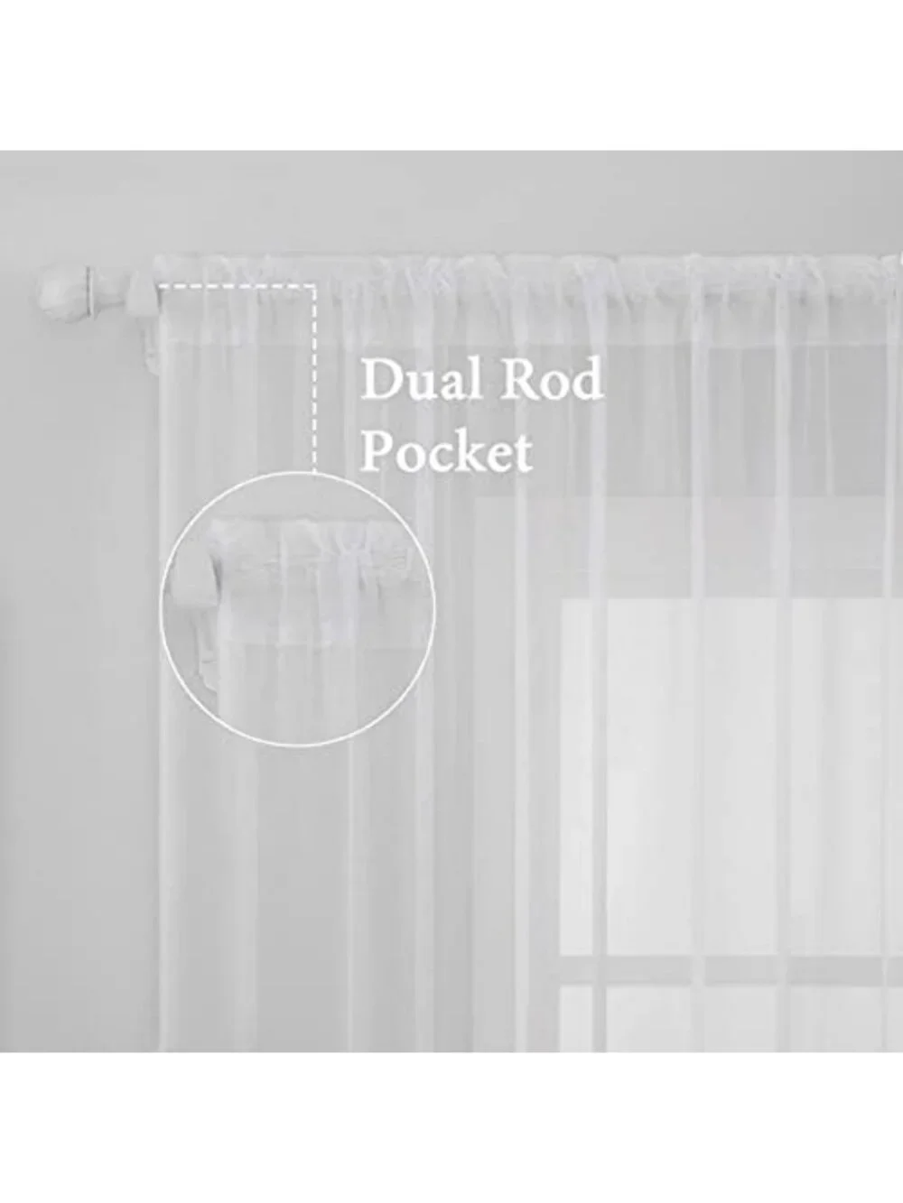 Elegant White Sheer Curtains, 90 Inches Long, 54x90 Inches, Set of 2 Panels
